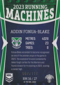 2024 NRL Traders Titanium - Running Machines #RM16 Addin Fonua-Blake Back